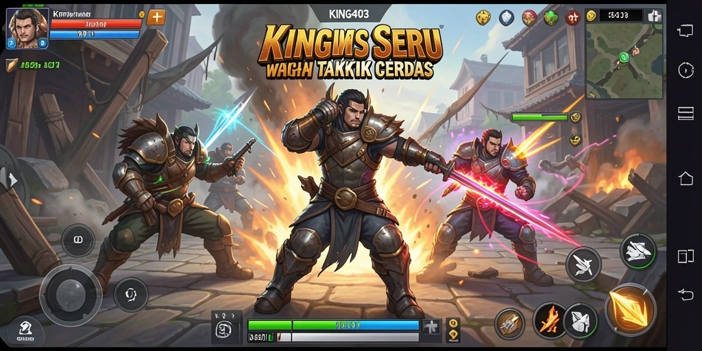 Tangkapan layar KING403 menampilkan pertarungan intens antara karakter dengan efek visual yang menawan.