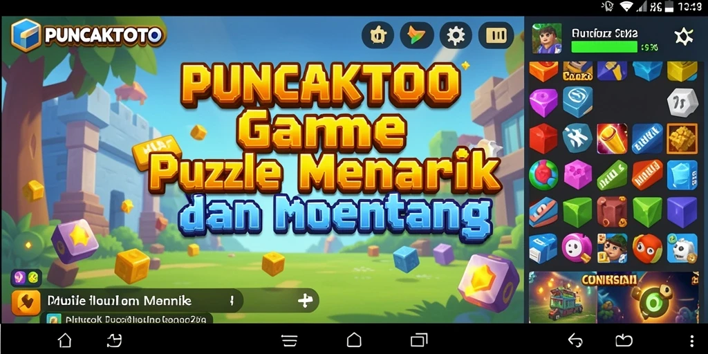 Screenshot gameplay utama PUNCAKTOTO menampilkan tantangan puzzle yang menarik.