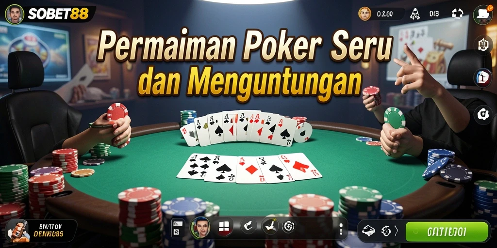 Gameplay intens dan seru dalam SOBET88 saat bermain Poker.